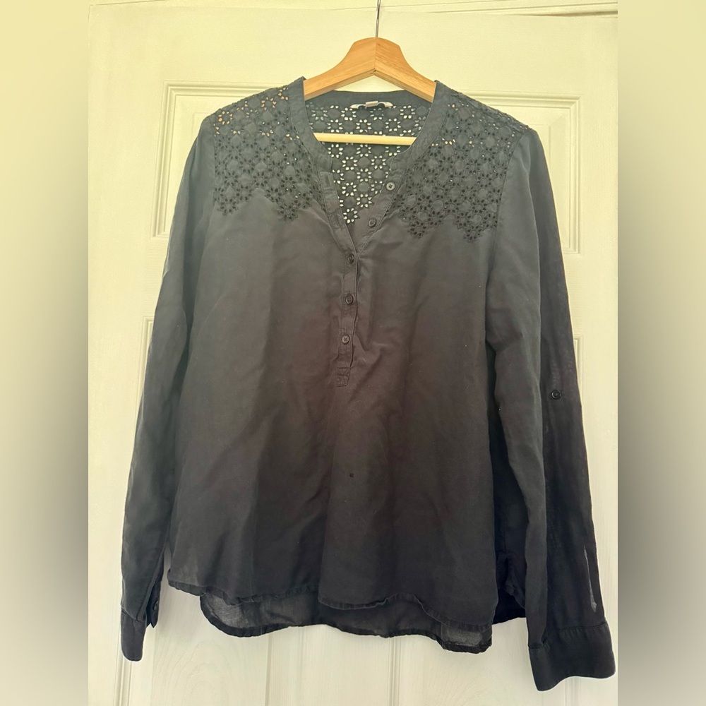 American Eagle Outfitters Black Lace Detail Blouse